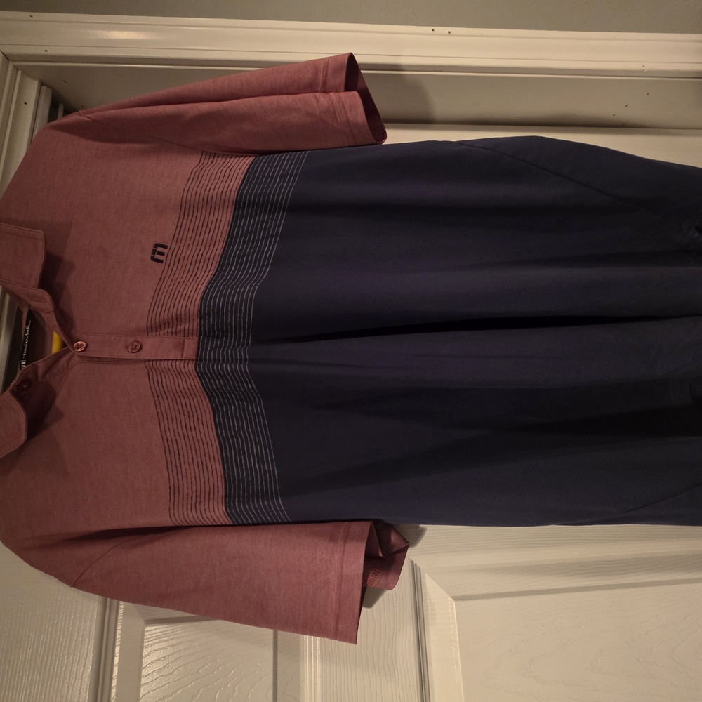 Travis Mathew Men's Polo Shirt - Maroon and Navy